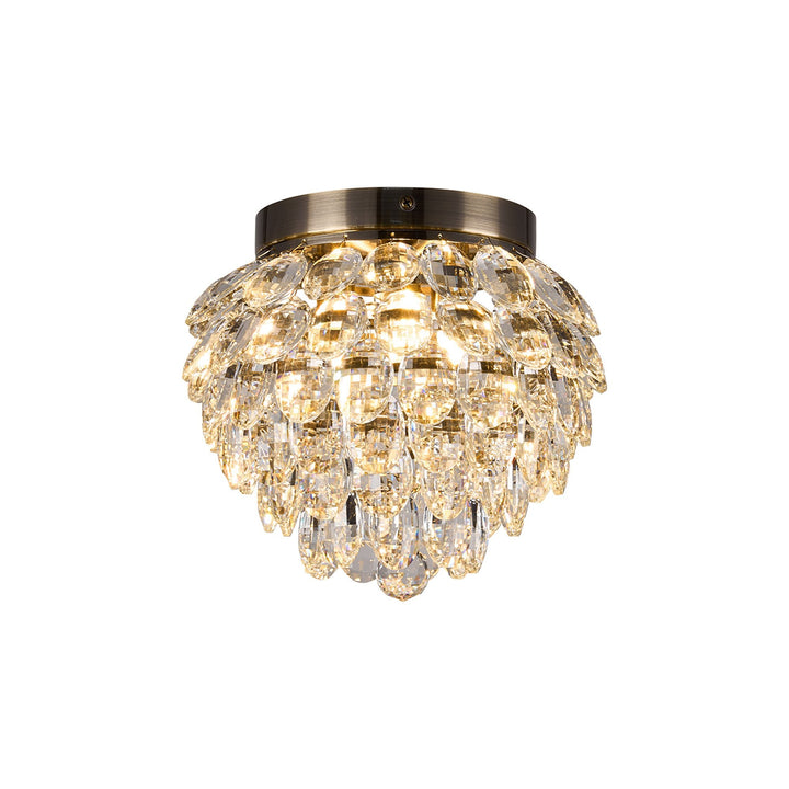 Diyas IL32897AB Coniston IP Bathroom Ceiling 3 Light G9 Antique Brass/Crystal