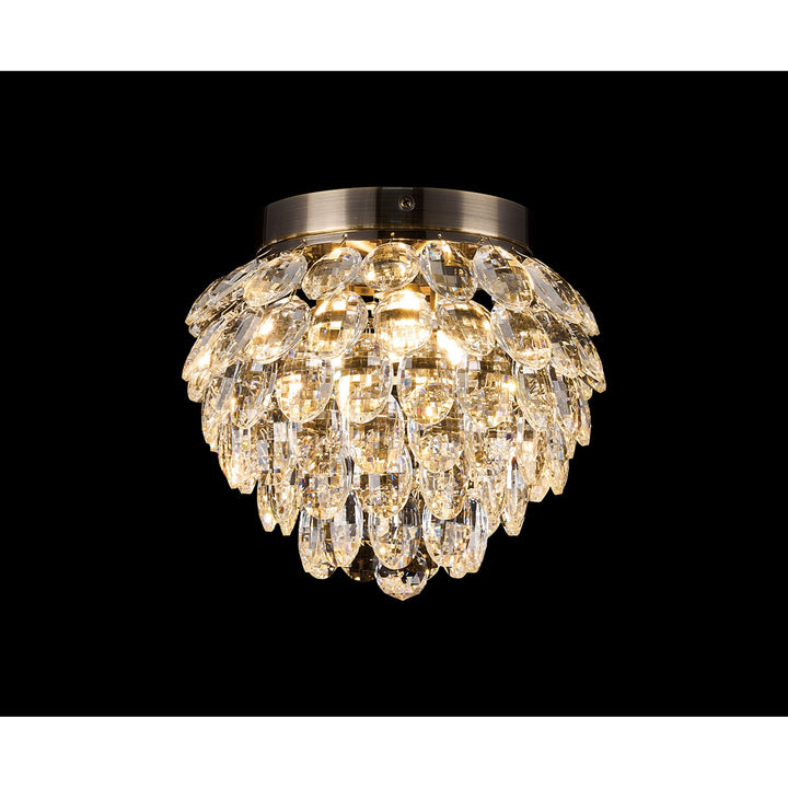 Diyas IL32897AB Coniston IP Bathroom Ceiling 3 Light G9 Antique Brass/Crystal