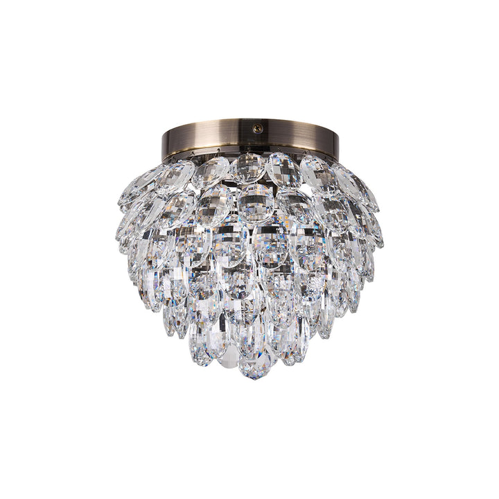 Diyas IL32897AB Coniston IP Bathroom Ceiling 3 Light G9 Antique Brass/Crystal