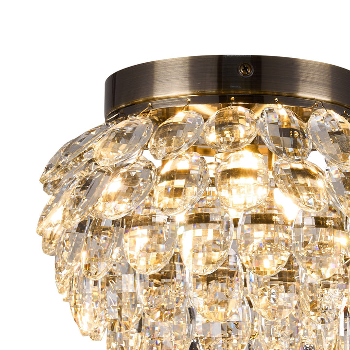 Diyas IL32897AB Coniston IP Bathroom Ceiling 3 Light G9 Antique Brass/Crystal