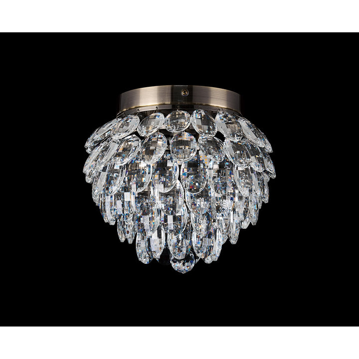 Diyas IL32897AB Coniston IP Bathroom Ceiling 3 Light G9 Antique Brass/Crystal