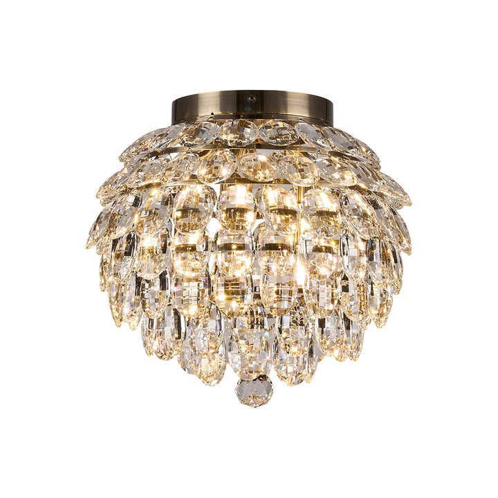 Diyas IL32898AB Coniston IP Bathroom Ceiling 5 Light G9 Antique Brass/Crystal