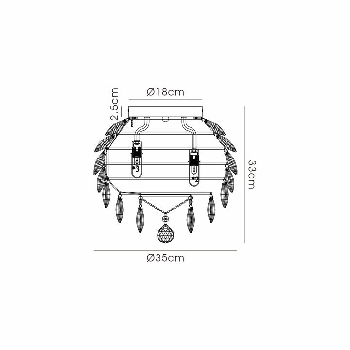 Diyas IL32898AB Coniston IP Bathroom Ceiling 5 Light G9 Antique Brass/Crystal