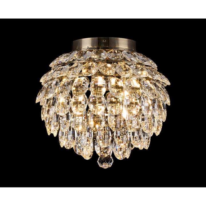 Diyas IL32898AB Coniston IP Bathroom Ceiling 5 Light G9 Antique Brass/Crystal