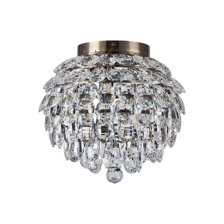 Diyas IL32898AB Coniston IP Bathroom Ceiling 5 Light G9 Antique Brass/Crystal