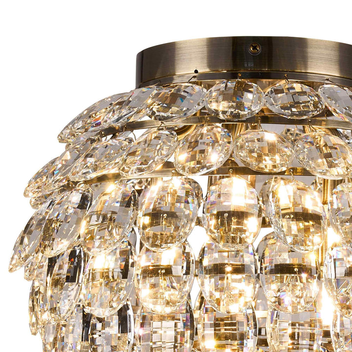 Diyas IL32898AB Coniston IP Bathroom Ceiling 5 Light G9 Antique Brass/Crystal