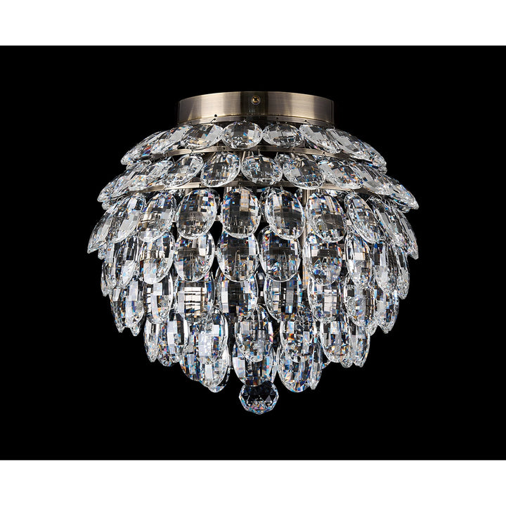 Diyas IL32898AB Coniston IP Bathroom Ceiling 5 Light G9 Antique Brass/Crystal