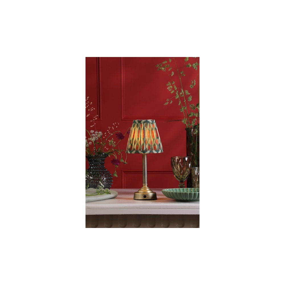 Dar VIR4275-IKA2625 Virgil Rechargeable Table Lamp Matt Antique Brass With Red Shade LED