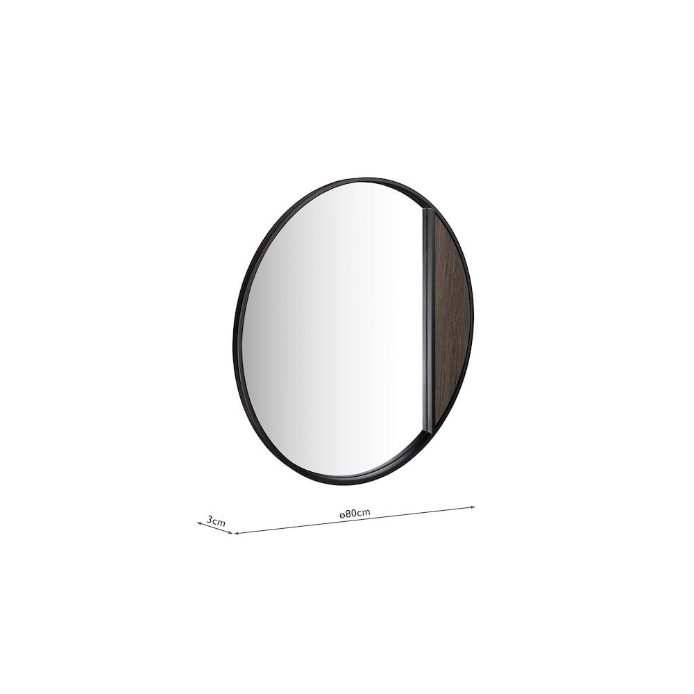 Dar 002RAS001 Rasmus Mirror Mocha Veneer and Matt Black 80cm