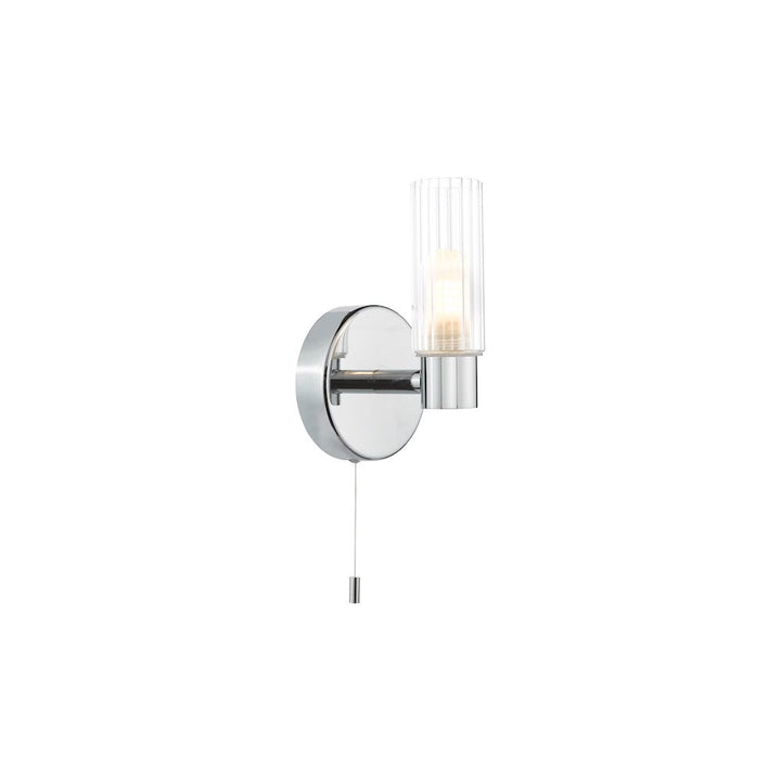 Dar BOL0750 Bolton Bathroom Wall Light Polished Chrome and Ribbed Glass IP44