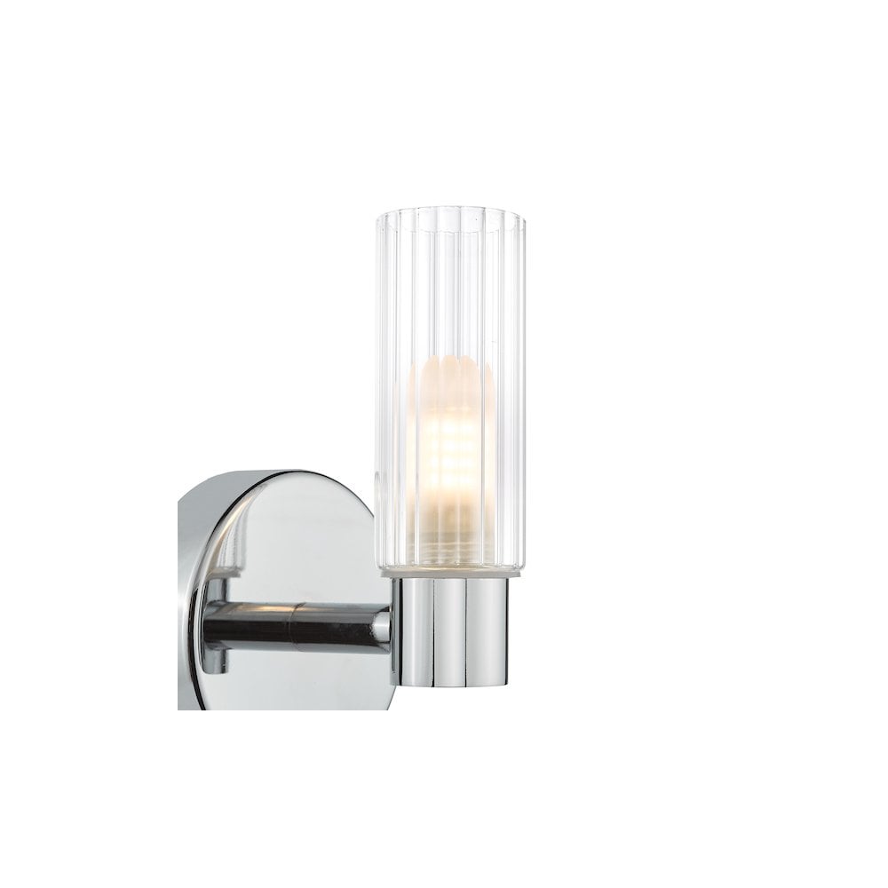 Dar BOL0750 Bolton Bathroom Wall Light Polished Chrome and Ribbed Glass IP44