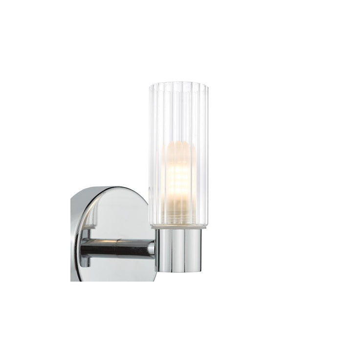 Dar BOL0750 Bolton Bathroom Wall Light Polished Chrome and Ribbed Glass IP44