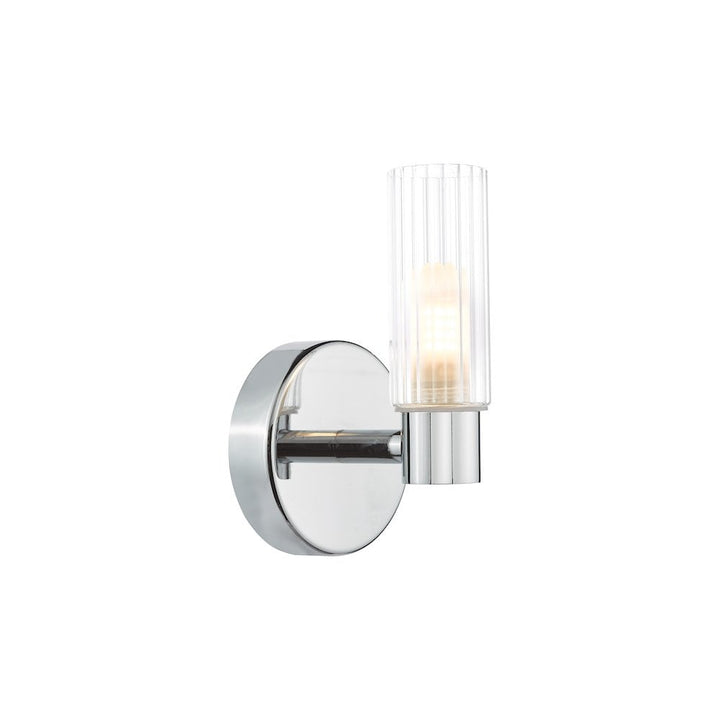 Dar BOL0750 Bolton Bathroom Wall Light Polished Chrome and Ribbed Glass IP44