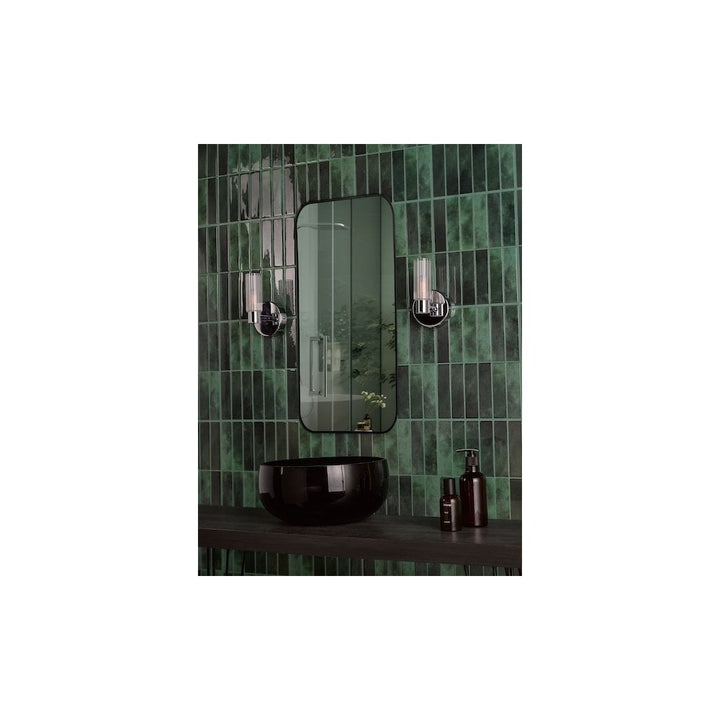 Dar BOL0750 Bolton Bathroom Wall Light Polished Chrome and Ribbed Glass IP44