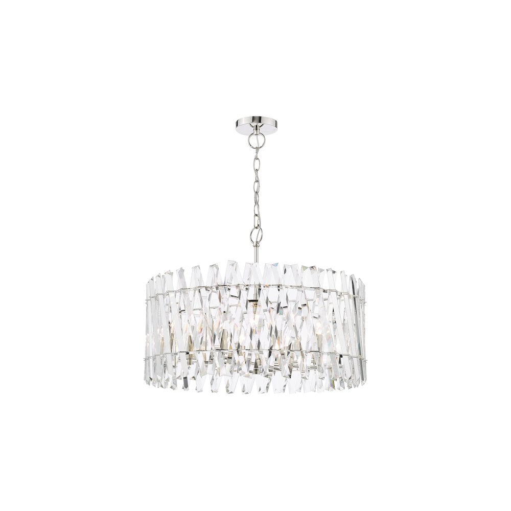 Dar ENT0838 Entwine 8 Light Pendant Polished Nickel and Crystal