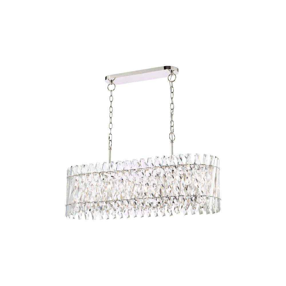 Dar ENT2338 Entwine 10 Light Bar Pendant Polished Nickel and Crystal