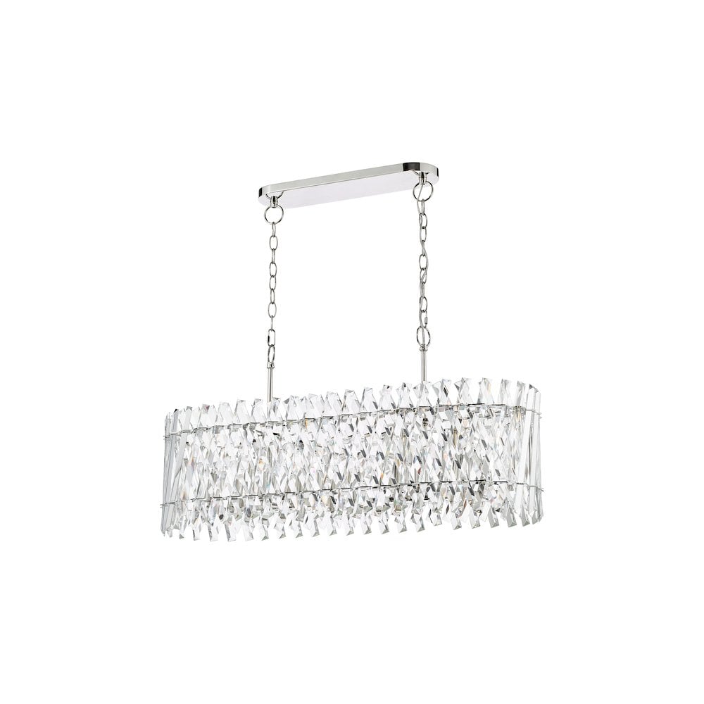 Dar ENT2338 Entwine 10 Light Bar Pendant Polished Nickel and Crystal