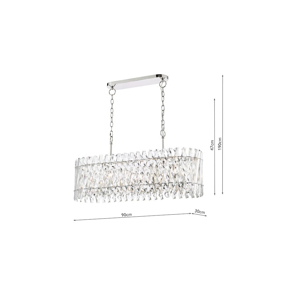 Dar ENT2338 Entwine 10 Light Bar Pendant Polished Nickel and Crystal