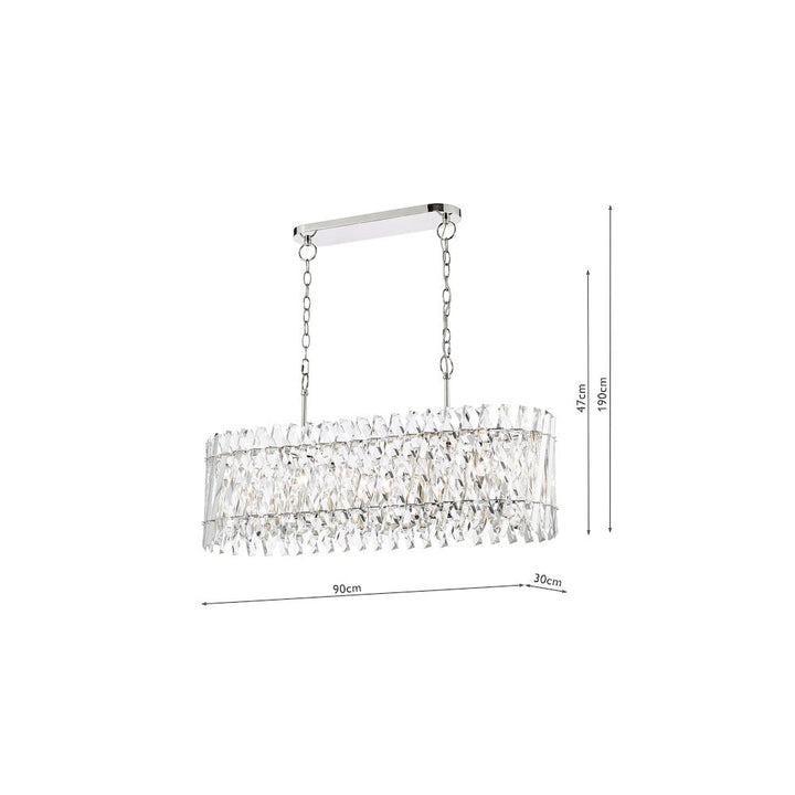 Dar ENT2338 Entwine 10 Light Bar Pendant Polished Nickel and Crystal