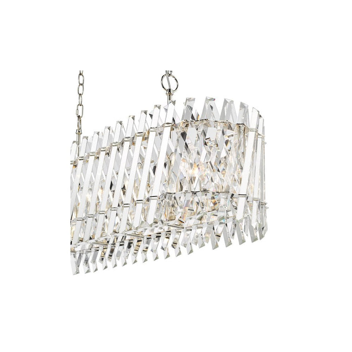 Dar ENT2338 Entwine 10 Light Bar Pendant Polished Nickel and Crystal
