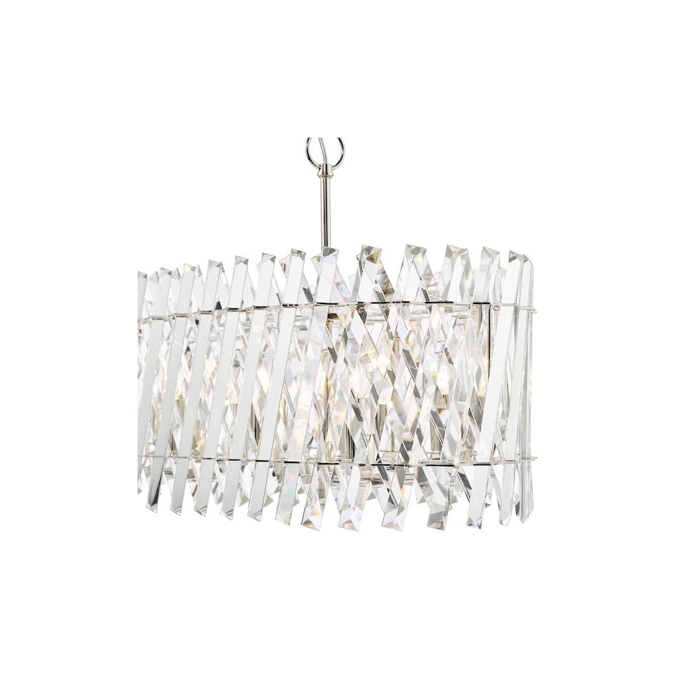 Dar ENT2338 Entwine 10 Light Bar Pendant Polished Nickel and Crystal