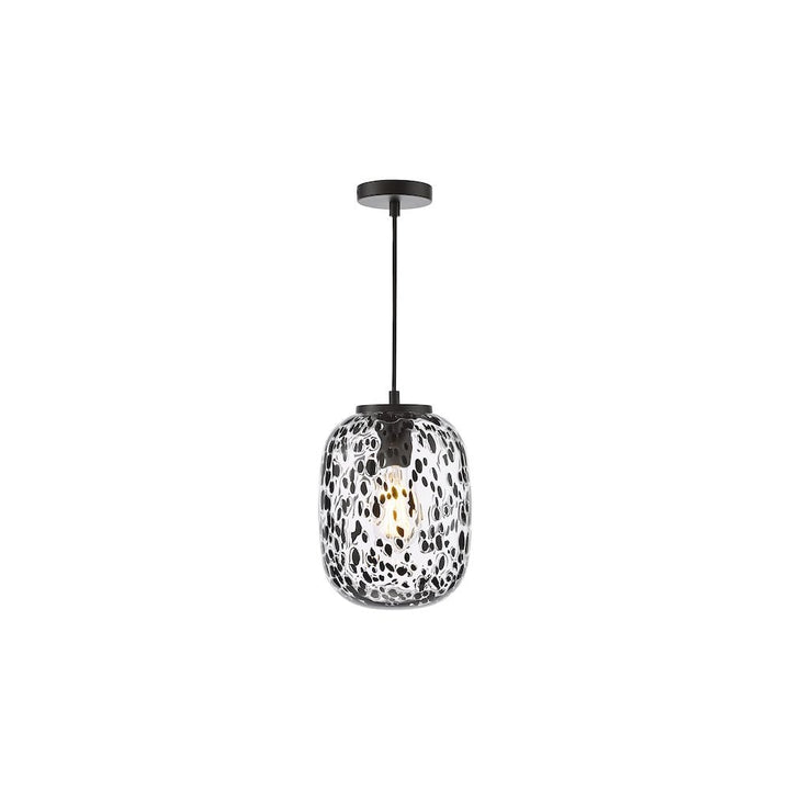 Dar GET0122 Gethin Pendant Matt Black Glass and Black Confetti Glass