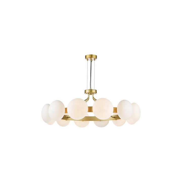 Dar TAU1235 Tauri 12 Light Pendant Matt Gold and Opal Glass