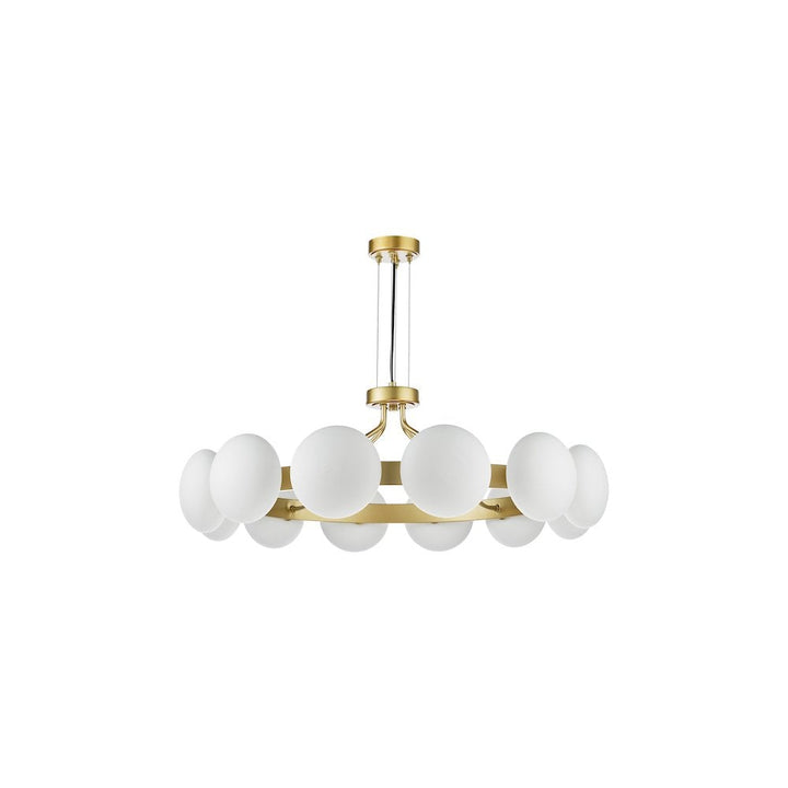 Dar TAU1235 Tauri 12 Light Pendant Matt Gold and Opal Glass