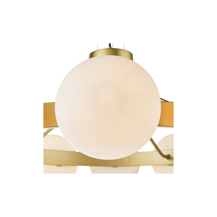 Dar TAU1235 Tauri 12 Light Pendant Matt Gold and Opal Glass