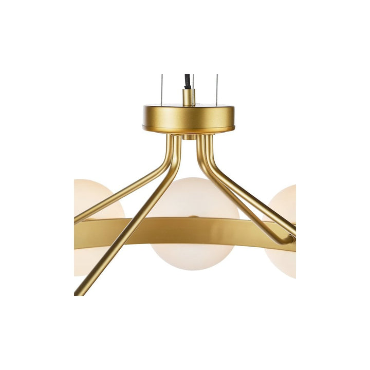 Dar TAU1235 Tauri 12 Light Pendant Matt Gold and Opal Glass