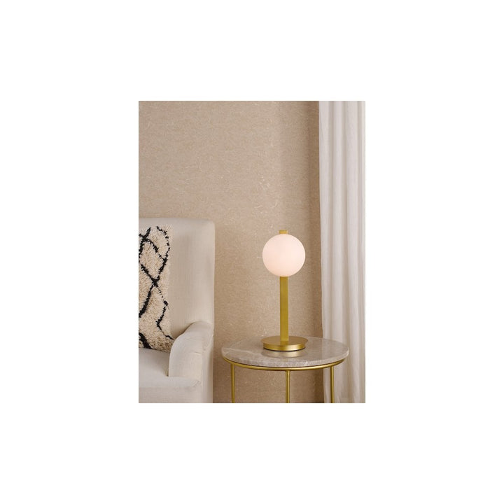 Dar TAU4235 Tauri Table Lamp Matt Gold and Opal Glass
