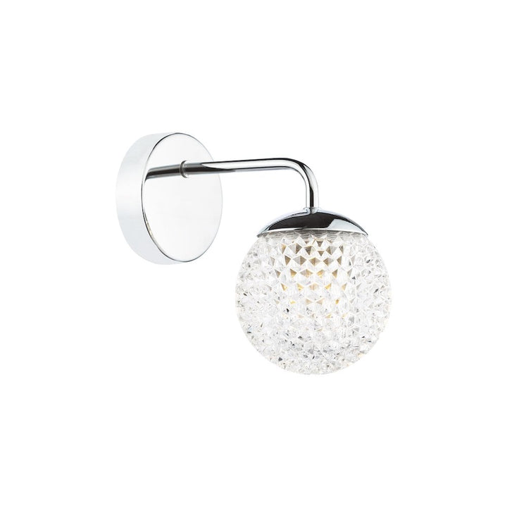 Dar TEV0750 Teva Bathroom Wall Light Polished Chrome and Faceted Acrylic IP44