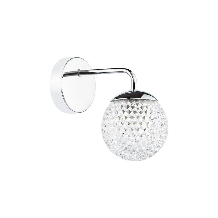 Dar TEV0750 Teva Bathroom Wall Light Polished Chrome and Faceted Acrylic IP44