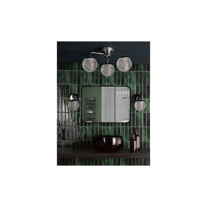 Dar TEV0750 Teva Bathroom Wall Light Polished Chrome and Faceted Acrylic IP44