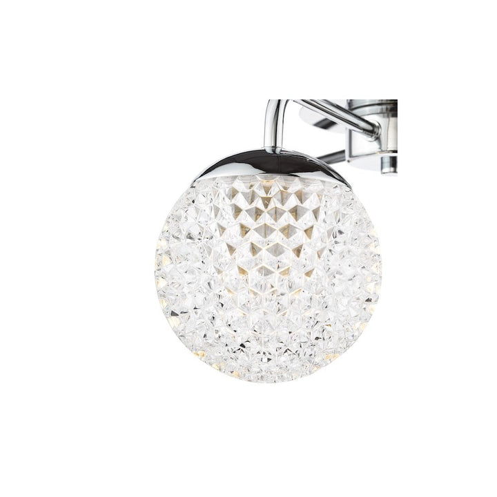Dar TEV5350 Teva Bathroom 3 Light Semi-Flush Polished Chrome and Faceted Acrylic IP44