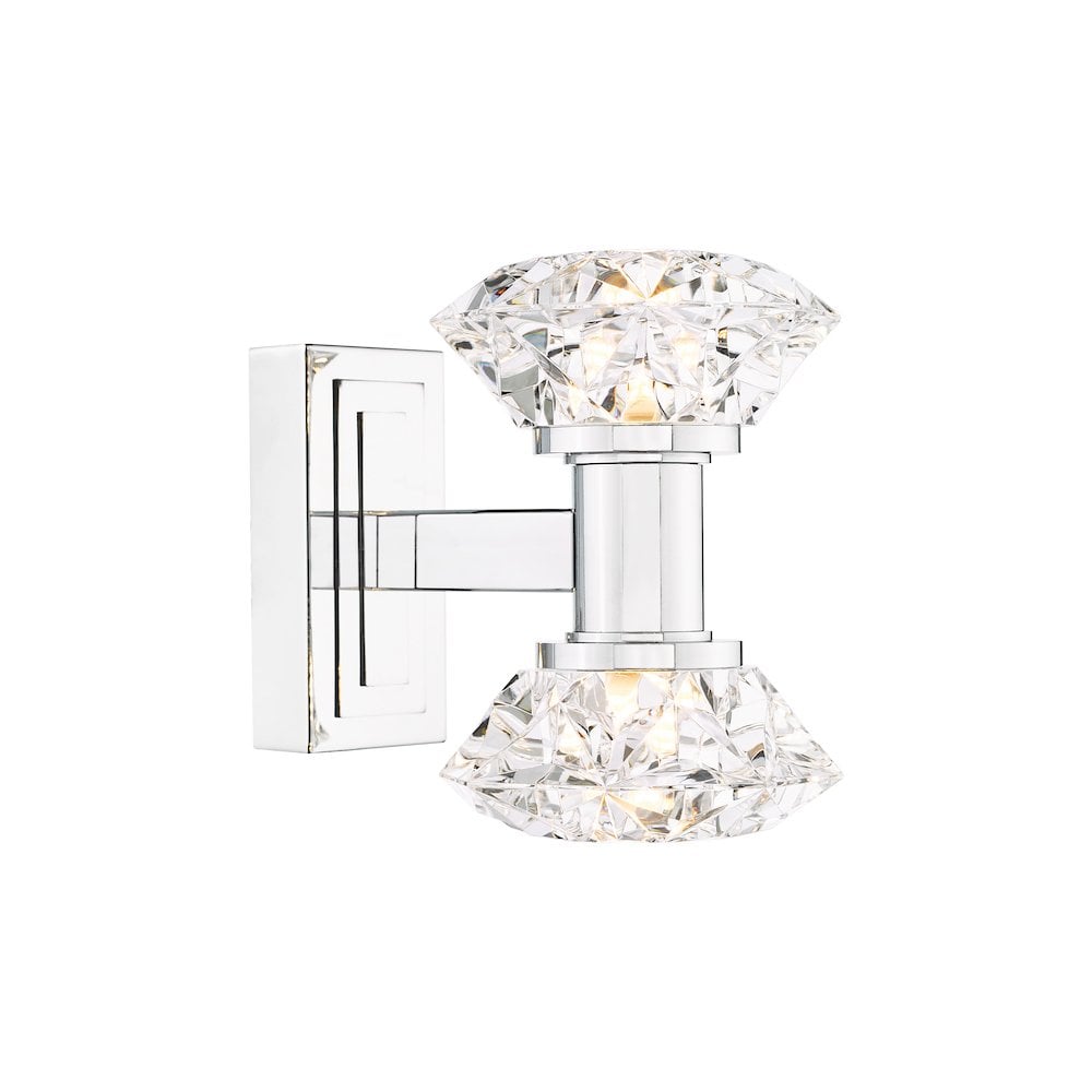 Dar TIA0950 Tiana 2 Light Wall Light Polished Chrome and Faceted Acrylic