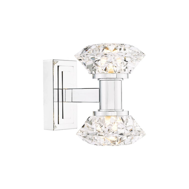 Dar TIA0950 Tiana 2 Light Wall Light Polished Chrome and Faceted Acrylic