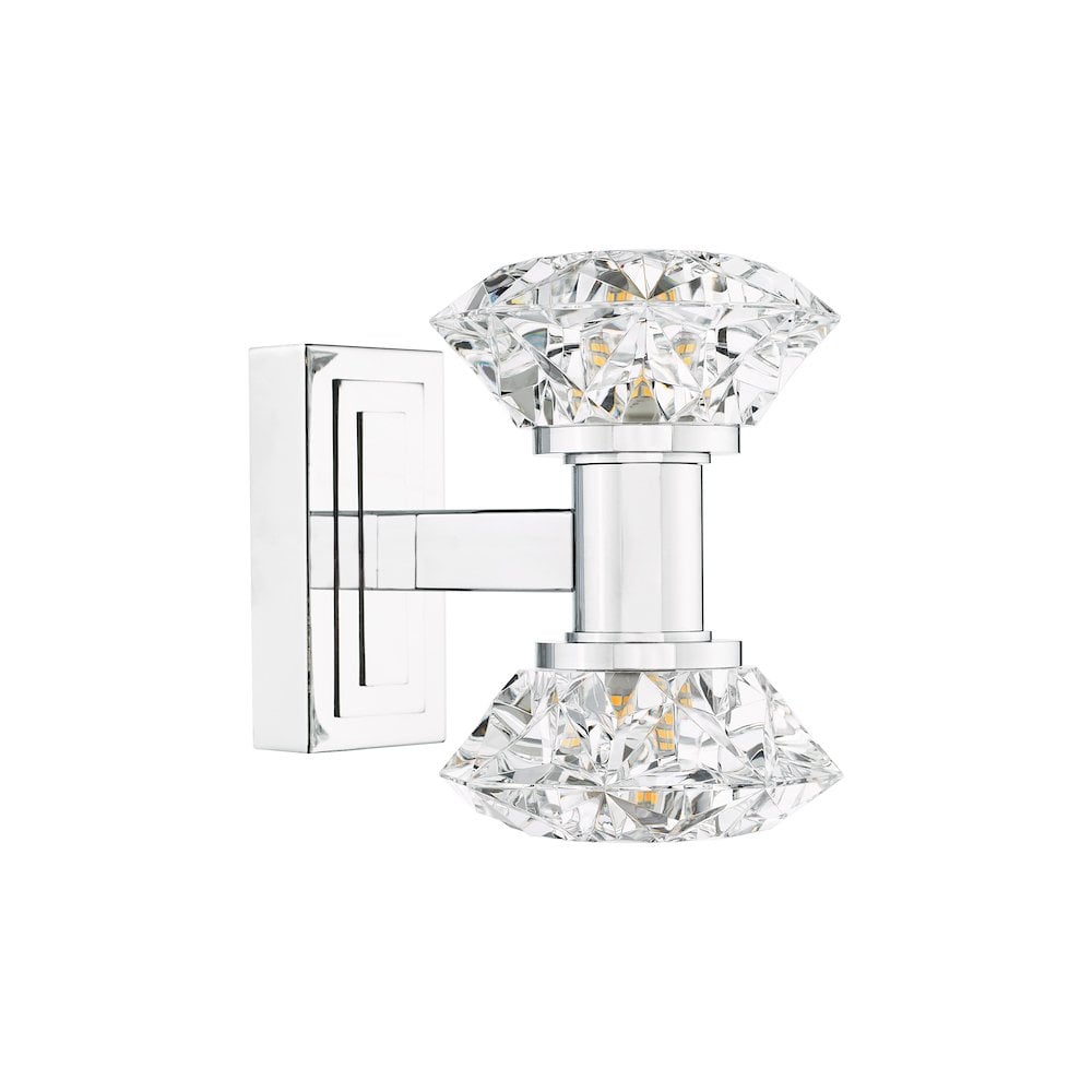 Dar TIA0950 Tiana 2 Light Wall Light Polished Chrome and Faceted Acrylic