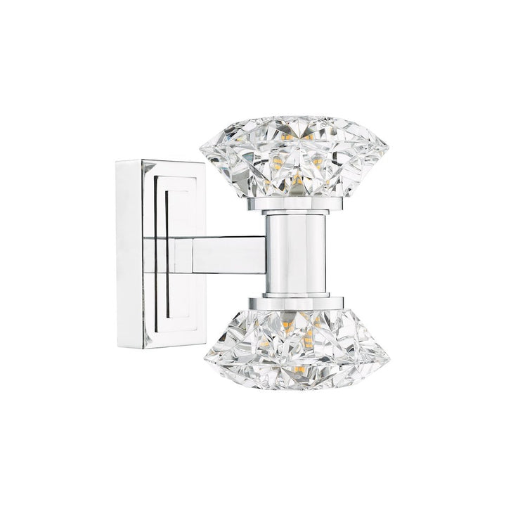 Dar TIA0950 Tiana 2 Light Wall Light Polished Chrome and Faceted Acrylic