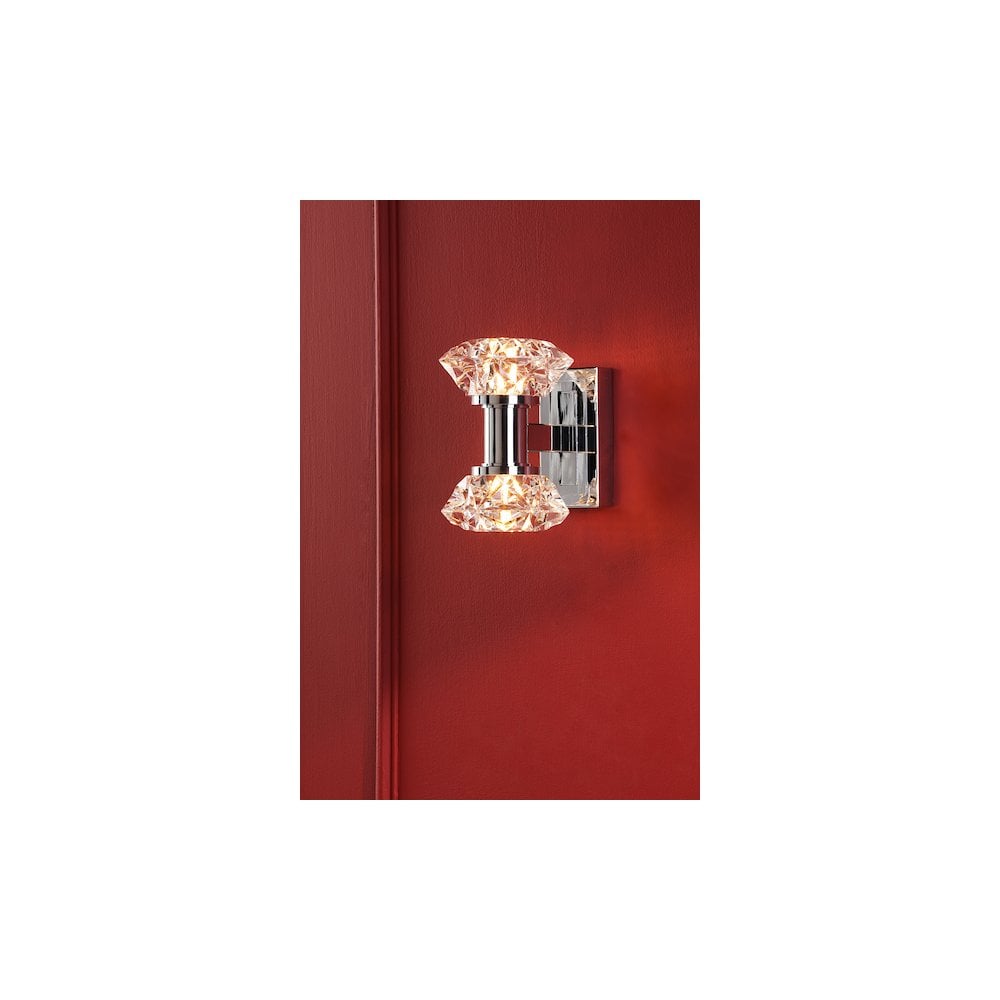 Dar TIA0950 Tiana 2 Light Wall Light Polished Chrome and Faceted Acrylic