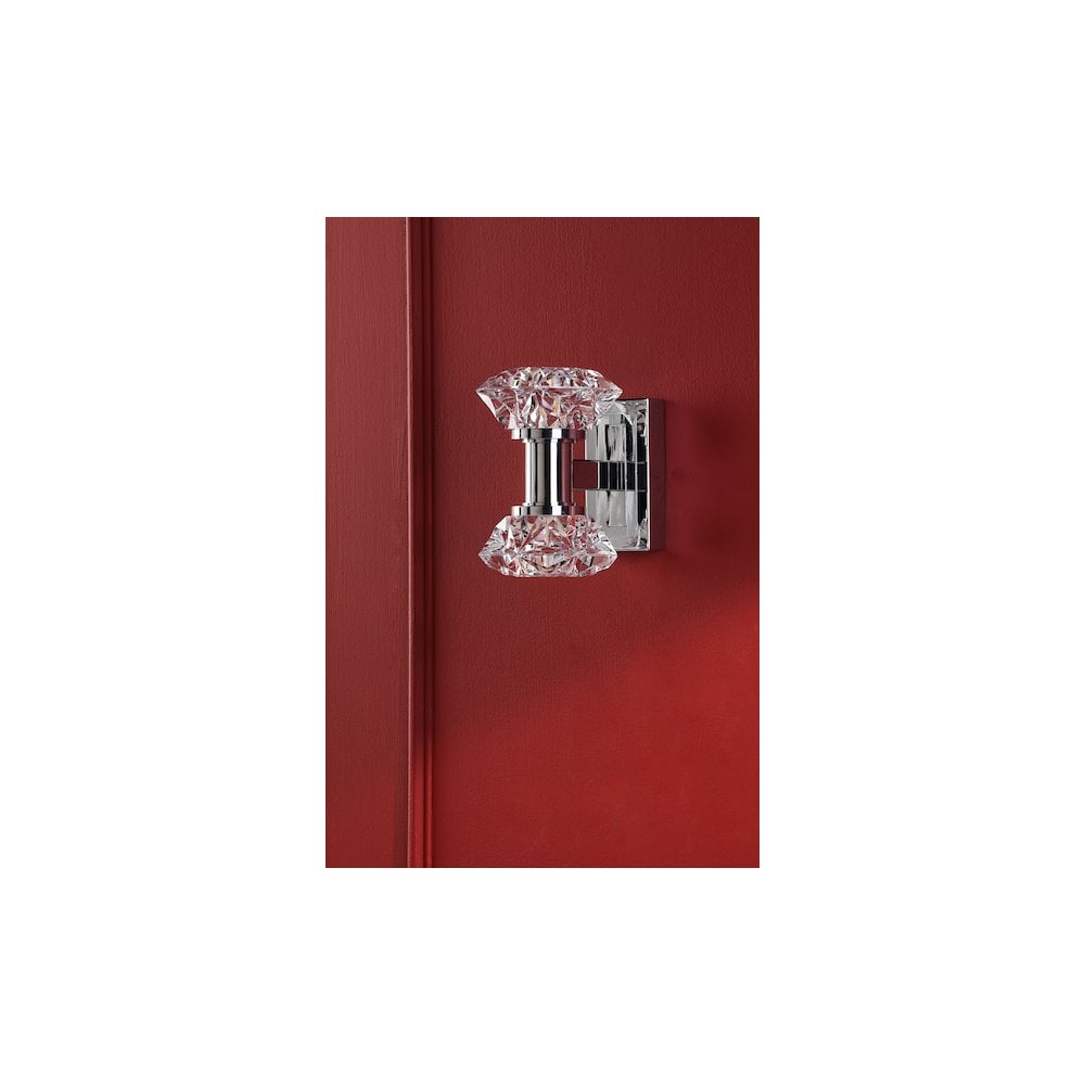 Dar TIA0950 Tiana 2 Light Wall Light Polished Chrome and Faceted Acrylic