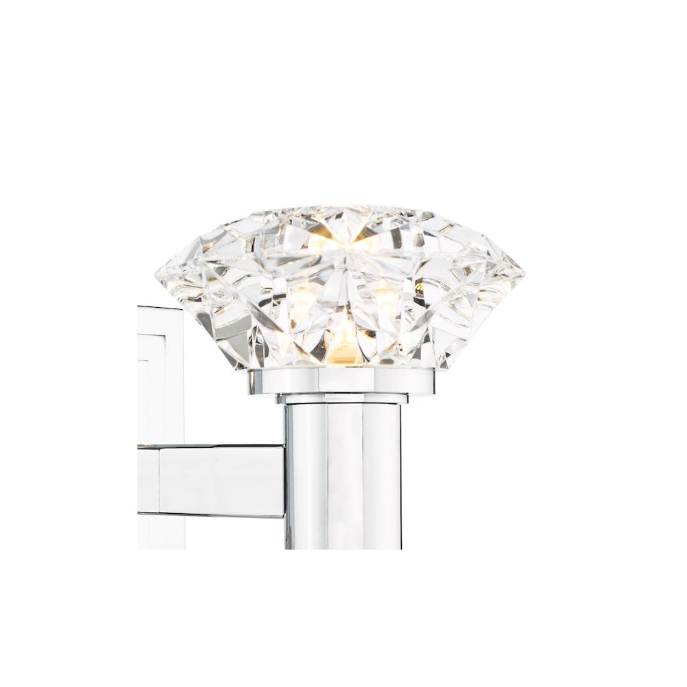 Dar TIA0950 Tiana 2 Light Wall Light Polished Chrome and Faceted Acrylic