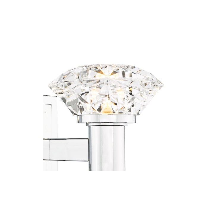 Dar TIA0950 Tiana 2 Light Wall Light Polished Chrome and Faceted Acrylic