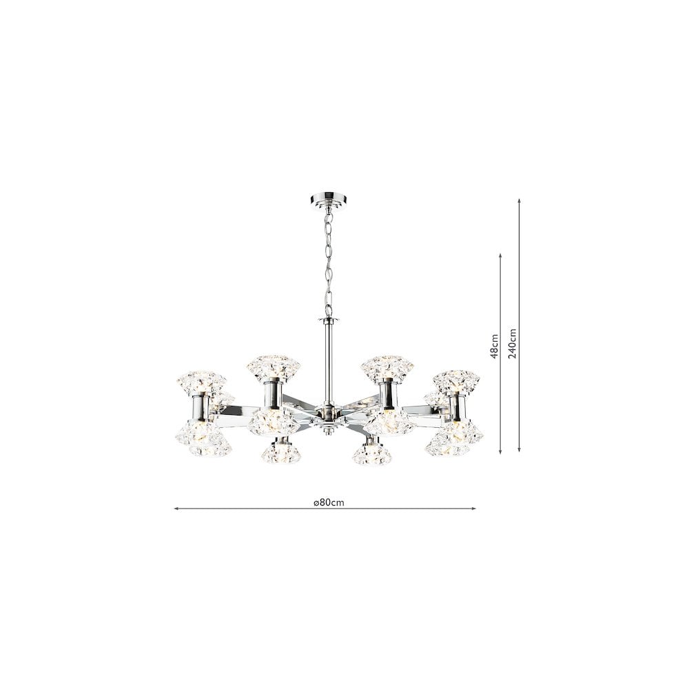 Dar TIA1650 Tiana 16 Light Armed Pendant Polished Chrome
