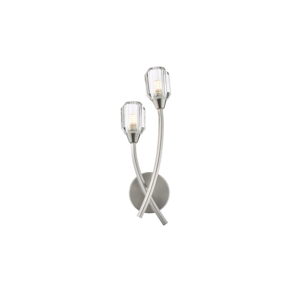 Dar ZON0938 Zonda 2 Light Wall Light Brushed Nickel and Crystal