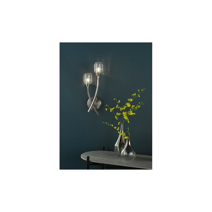 Dar ZON0938 Zonda 2 Light Wall Light Brushed Nickel and Crystal
