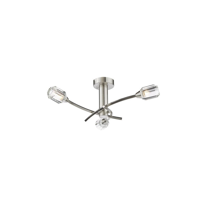 Dar ZON5338 Zonda 3 Light Semi-Flush Brushed Nickel and Crystal