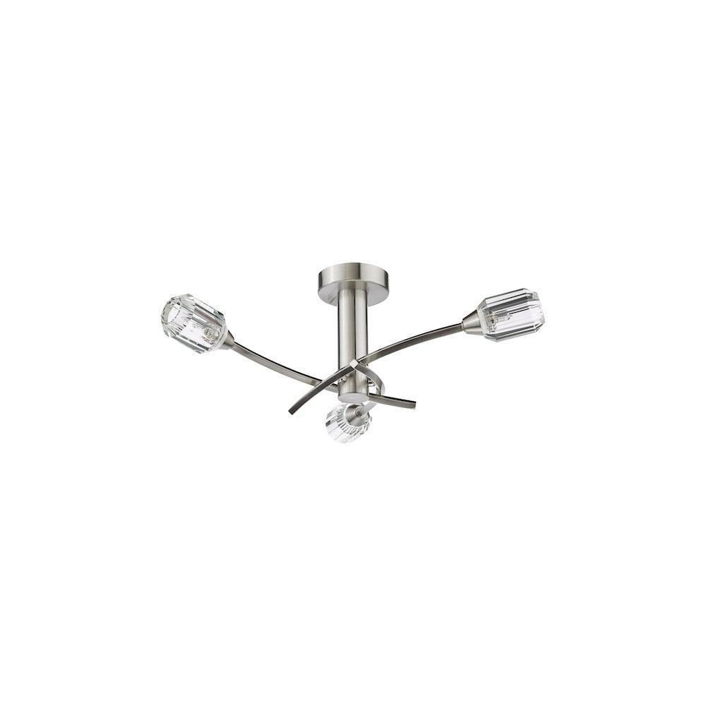 Dar ZON5338 Zonda 3 Light Semi-Flush Brushed Nickel and Crystal