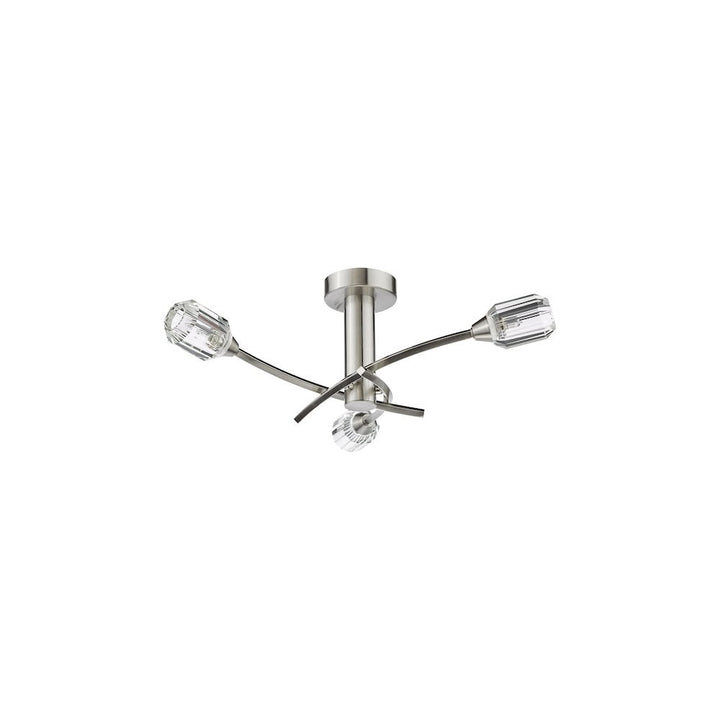 Dar ZON5338 Zonda 3 Light Semi-Flush Brushed Nickel and Crystal