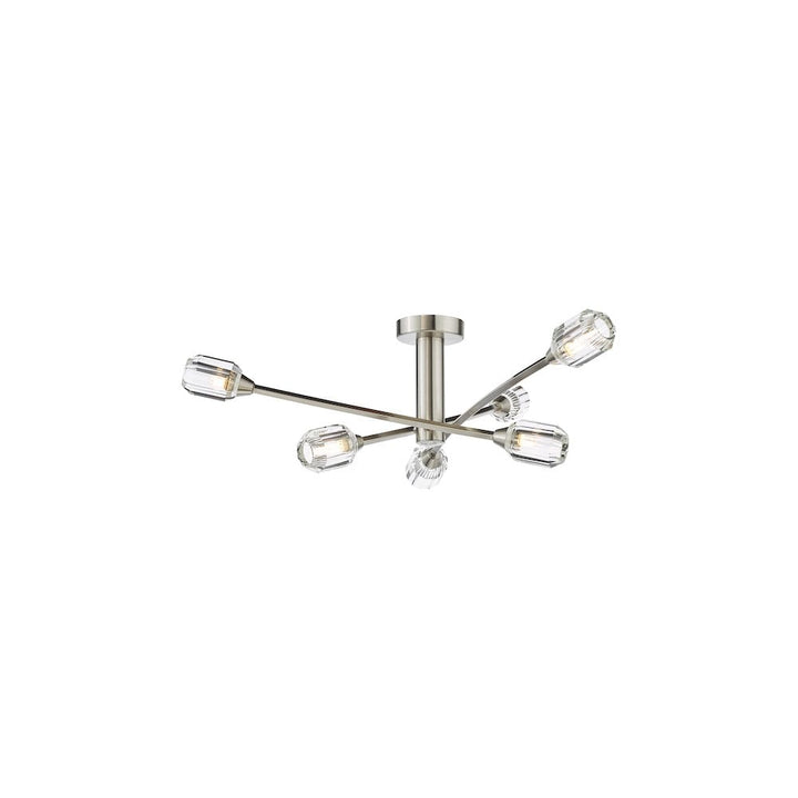 Dar ZON6438 Zonda 6 Light Semi-Flush Brushed Nickel and Crystal